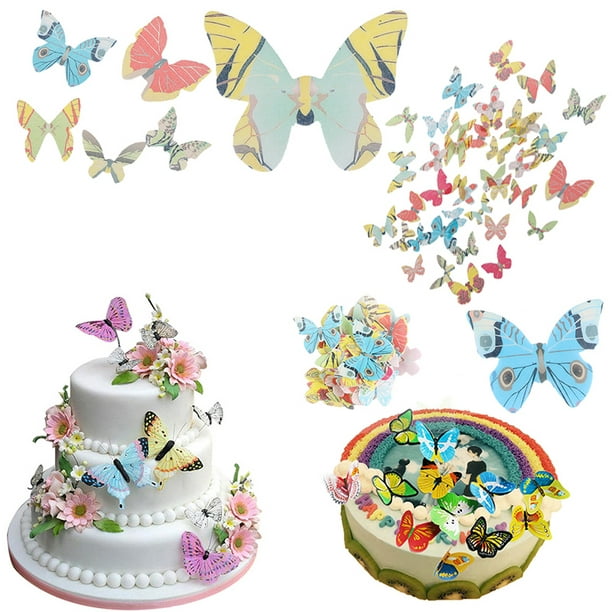 Wedding Cake Decoration Cupcake Toppers Edible Rice Paper Butterfly Wafer